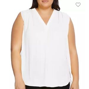 Vince Camuto 1X Sleeveless Blouse White